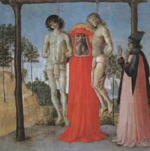 Pietro Perugino st Jerome supporting Two Men on the Gallows